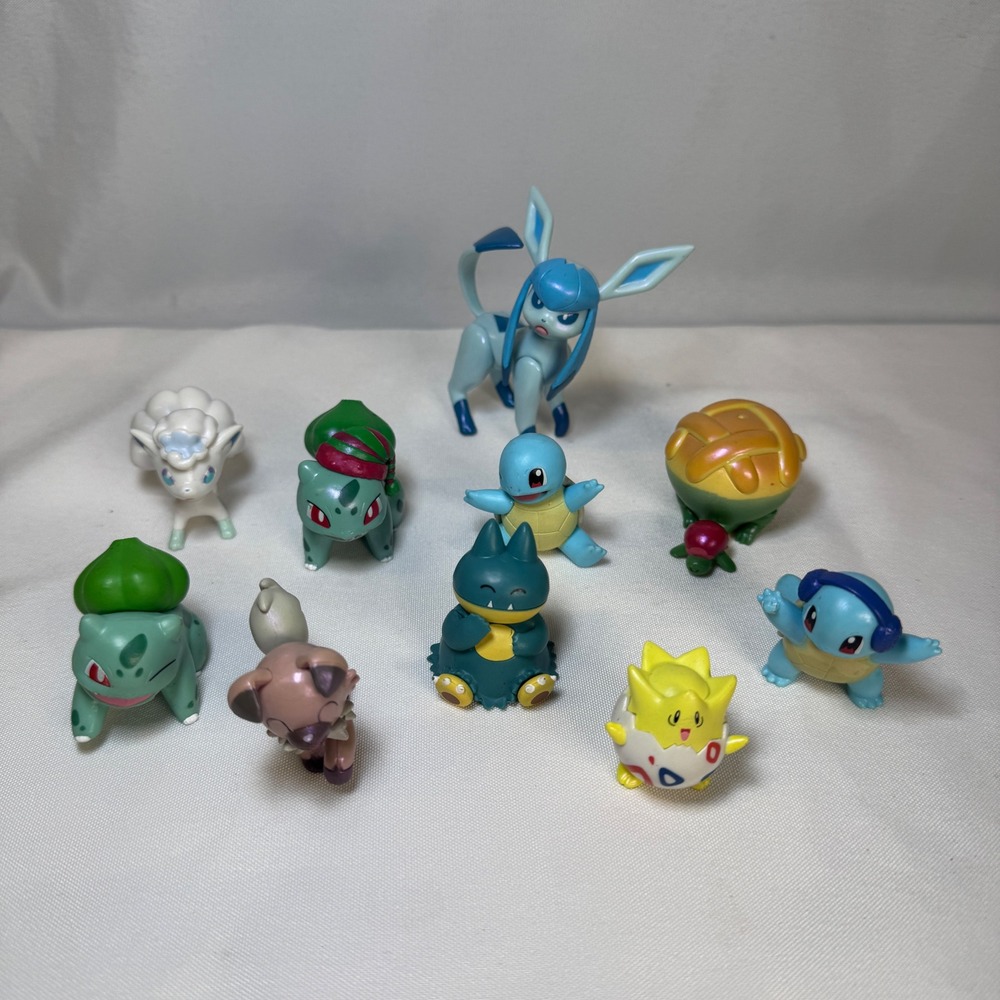 Pokemon Figure Lot Glaceon Bulbasaur Squirtle Munchlax Togepi Jazwares WCT 10pc